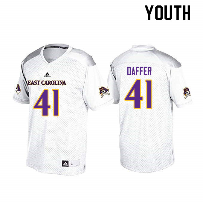 Youth #41 Owen Daffer ECU Pirates College Football Jerseys Sale-White